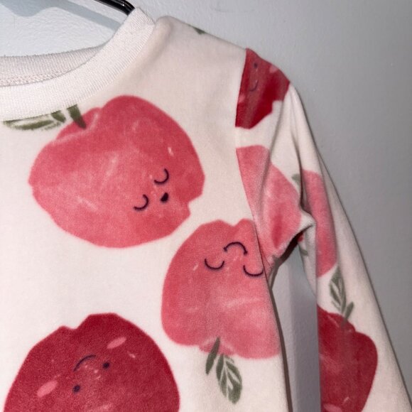 Carters Child Of Mine 5T/5A Girls Fleece Pajama Set With Pink & Red Apple Print - Picture 3 of 6